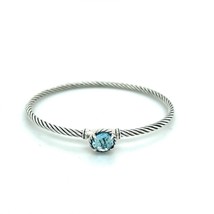 David Yurman Authentic Estate Topaz Petite Chantelaine Bracelet 7.5&quot; Sil... - £311.86 GBP