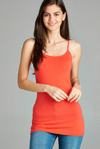 Bright Coral Womens Tank Top Plain Spaghetti Strap - £7.67 GBP