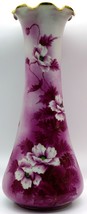 Antique Large Hand Painted Nippon Vase with Gardenias and Purple Leaves, Floral - £71.84 GBP