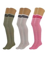 Women’s Colorful Thigh High Boot Socks 3 Pairs Over Knee Soft Warm Stret... - $23.18 CAD