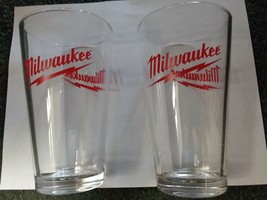 Two Milwaukee Power Tools Pint Glasses Fuel M12 M18 1 Pair = (2) NEW - £31.16 GBP