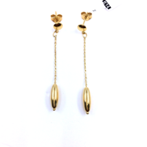 Women&#39;s Italian Earrings Chain Plain Oval 14k Yellow Gold Length 1.93 inch - £192.93 GBP