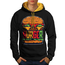Wellcoda Cheese Burger Mens Contrast Hoodie, Food Art Casual Jumper - £31.00 GBP