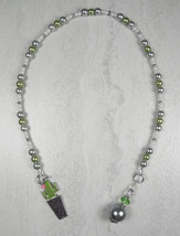 Cactus Beaded Thong Bookmark Glass Pearl Crystal Handmade White Green Grey New - £15.13 GBP