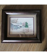 SIGNED SMALL WINTER LANDSCAPE  SNOW FENCE BARN  Framed. - £15.58 GBP