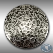 Vintage Belt Buckle Round Circle Hammered Leopard Print Silver Color Made In - £20.50 GBP