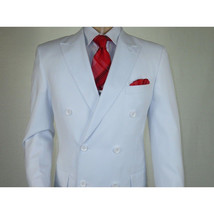 Men Apollo King Double Breasted Suit Classic Peak Lapel Pleated DM26 White image 9