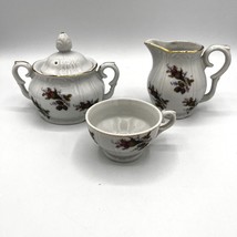 Moss Rose Creamer and Sugar and Teacup only Tea Set Pieces Japan Demitasse Gold - £9.72 GBP