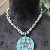 Women&#39;s Ludia Collection Faux Turquoise Horse Shoe Star Pendant Necklace With Ea - £27.87 GBP