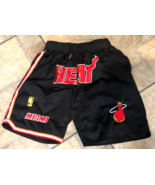Just Don NBA Miami Heat 1996-97 Stitched Black Basketball Shorts Mens Me... - $54.27 CAD