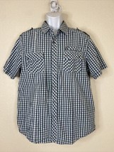 Marc Ecko Men Size L Plaid Button Up Shirt Short Sleeve Pockets - £8.93 GBP