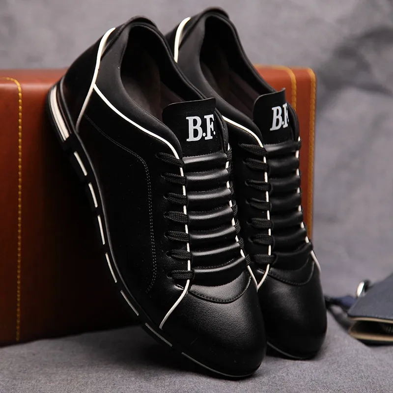  men shoes casual sneakers fashion solid leather shoes formal business sport flat round thumb200