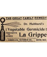 Dr Hubbard Vegetable Germicide Advertisement 1899 Victorian Quack Medici... - $24.99