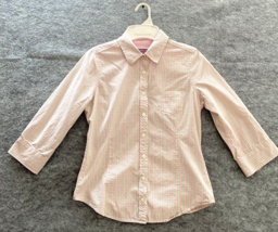 Vineyard Vines Womens Size 4 Small Pink Checkered Green 3/4 Sleeve Fitte... - £11.15 GBP