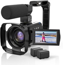 4K Video Camera Camcorder 48Mp Uhd 60Fps Wifi Ir Night Vision, 2 Batteries - £154.19 GBP