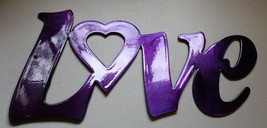 Decorative Love Word Sign - Metal Wall Art - Purple 11 1/4&quot; x 5 3/4&quot; - $18.03