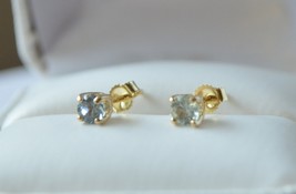 Montana Sapphire Earrings in 14K Gold - Dainty Gems  - Genuine - £112.03 GBP