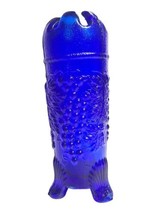 Vintage Cobalt Blue Glass Grape and Cable Footed 7&quot; Hatpin Holder Vase - £11.66 GBP