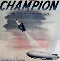 1947 Champion Spark Plugs Advertisement Navy Airship XM-1 Blimp Zeppelin... - $41.40 CAD