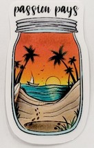 Passion Pays Beach Scene in Jar Multicolor Sticker Decal Awesome Embellishment - £1.83 GBP