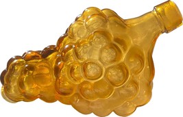 Vintage Grape Cluster Amber Glass Bottle Decanter Made in France, ~6”, 9 oz. - £11.98 GBP