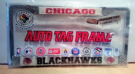 Chicago Blackhawks License Plate Frame BLACK Chrome &#39;16 Version NC SHIP ... - £14.11 GBP