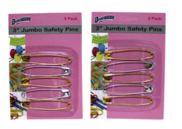 10 Piece 3 Inch Jumbo Stainless Steel Safety Pins Gold Silver Mix Blanket Pins - £5.40 GBP