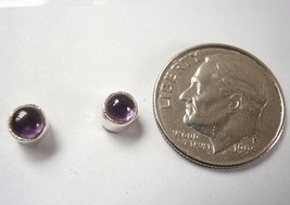 Very Small Round Amethyst 925 Sterling Silver Stud Earrings - £12.22 GBP