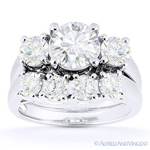 Forever Brilliant Moissanite 14k White Gold Engagement &amp; Wedding Ring Bridal Set - £1,225.53 GBP+