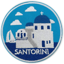 Cute-Patch Santorini Travel Embroidered Iron on Sew on Patch Greece Visit Souven - £10.65 GBP