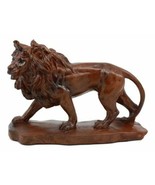Ebros King of The Safari African Lion Statue 7&quot; L in Mahogany Faux Wood ... - £14.94 GBP