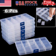 6 Pack Clear Jewelry Box Plastic Bead Storage Craft Container Earrings Organizer - £17.25 GBP