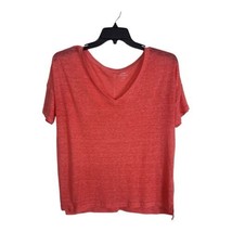 Old Navy Womens Shirt Adult Size Large Boyfriend Coral Short Sleeve Linen V Neck - £14.57 GBP