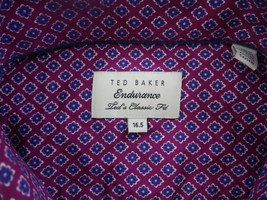 Ted Baker Endurance Mens Purple Stripe Long Sleeve Button Front Shirt Size 16.5 - £31.96 GBP