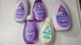 Baby Bundle Lot Of 5 Johnson&#39;s Baby Products Bottles Lotion, Wash &amp; Shampoo - £21.03 GBP