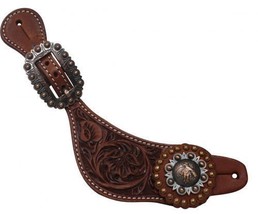 Western Horse Leather Youth / Ladies Spur Straps w/ Crystal Rhinestone B... - $19.80
