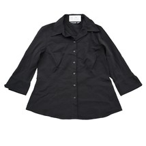 Apt 9 Stretch Women Shirt M Black Polo Kimono Sleeve Versatile Casual Top - £17.97 GBP