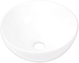 The Ceramic Vessel Sink Above Counter Is A Round, Small Bathroom Sink With A - £51.11 GBP