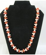 LES BERNARD Vintage Coral Salmon Necklace Triangle Bead 24 inch 1960&#39;s - £21.76 GBP