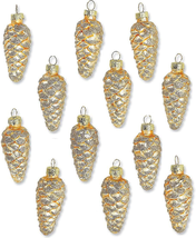 Holiday Glass Pine Cone Ornaments - Set of 12, Sparkling Mini Tree Decor... - $32.61 CAD