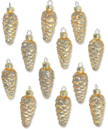 Holiday Glass Pine Cone Ornaments - Set of 12, Sparkling Mini Tree Decor... - $32.61 CAD