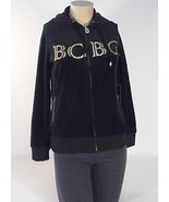 BCBG Maxazria Black &amp; Gold Zip Velour Hooded Jacket Hoodie Women&#39;s NWT $160 - £126.01 GBP