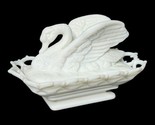 Westmoreland Atterbury Milk Glass Swan Covered Dish Raised Wings Lattice... - $84.15