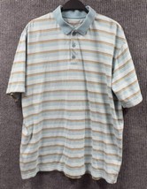 Columbia XCO Polo Golf Shirt Mens XL Blue Striped Short Sleeve Knit Cott... - $20.14