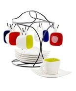 Gibson Home Crenshaw 13 Piece Square Stoneware Espresso Cup Set with Met... - $79.47 CAD