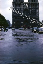 1950s Notre Dame Cathedral Rainy Evening Scene Paris Red-Border Kodachrome Slide - £3.95 GBP