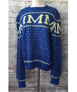 Vintage Letter &quot;M&quot; Blue Crew Neck Sweater Acrylic by Tamara L / XL READ ... - £37.75 GBP