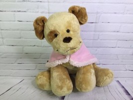 Build A Bear Tan and Brown Puppy Dog Plush Stuffed Animal With Pink Shaw... - £16.34 GBP