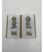 Vtg Set Pewter Italy Praying Child Alla MAMMA Con Amore Hanging Wooden P... - $544.37 MXN