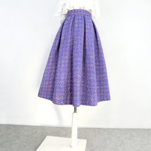 Purple PLAID Pleated Skirt Winter Pleated Plus Size Plaid Skirt Pockets image 2